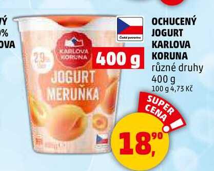 OCHUCENÝ JOGURT KARLOVA KORUNA, 400 g 