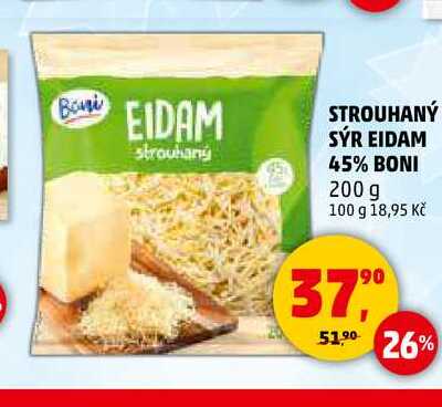 STROUHANÝ SÝR EIDAM 45% BONI, 200 g