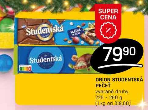 ORION STUDENTSKÁ PEČEŤ vybrané druhy 225 - 260 g