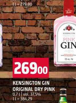 KENSINGTON GIN ORIGINAL DRY PINK 0,7l vol. 37,5% 