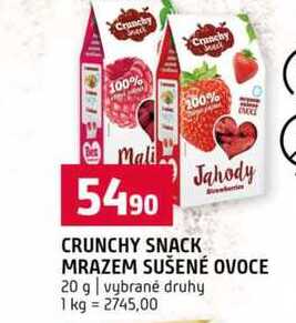 CRUNCHY SNACK MRAZEM SUŠENÉ OVOCE 20 g vybrané druhy