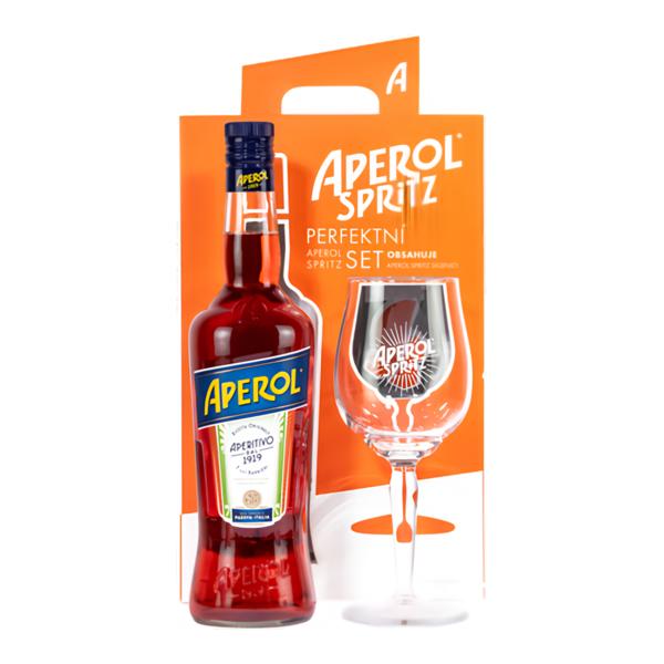Aperol (11%) + sklenice (dárkové balení)
