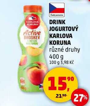 DRINK JOGURTOVÝ KARLOVA KORUNA, 400 g  v akci