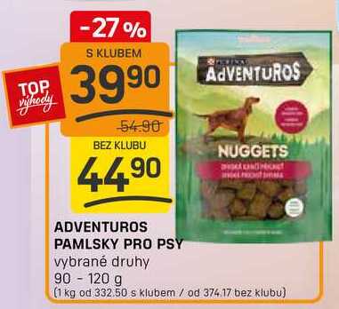 ADVENTUROS PAMLSKY PRO PSY vybrané druhy 90-120 g 