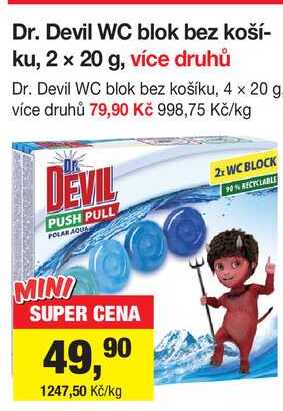 Dr. Devil WC blok bez košíku, 2x 20 g