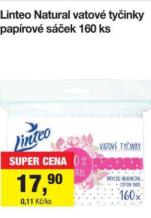 Linteo Natural vatové tyčinky 160 ks 