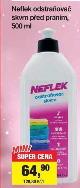 Neflek odstraňovač skvrn před praním, 500 ml Šlak