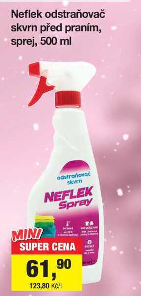 Neflek odstraňovač skvrn před praním, sprej, 500 ml  