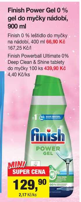 Finish Power Gel 0%, gel do myčky nádobí, 900 ml 