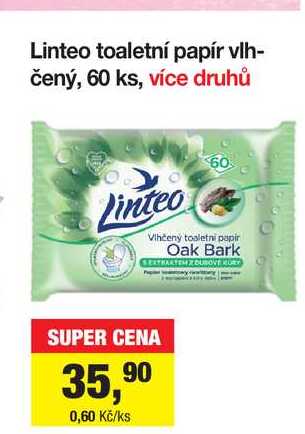 Linteo toaletní papír vlhčený, 60 ks
