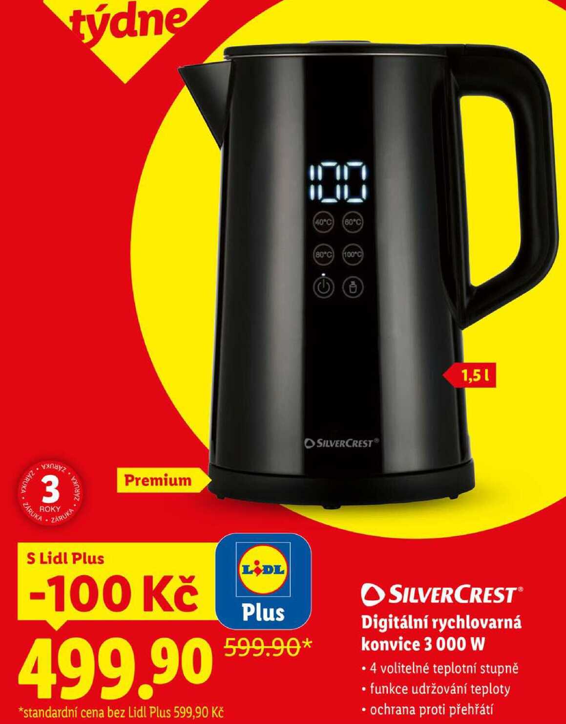 Digitální rychlovarná konvice 3 000 W 