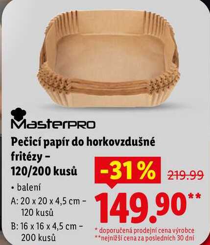 Pečicí papír do horkovzdušné fritézy - 120/200 kusů 