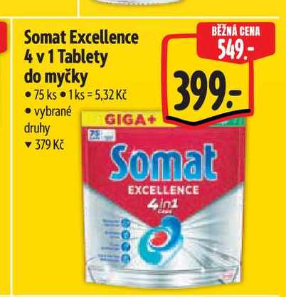 Somat Excellence 4 v 1 Tablety do myčky 75 ks 