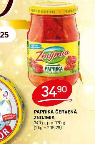 PAPRIKA ČERVENÁ ZNOJMIA 340 g. p.p. 170 g