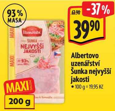 Albertovo uzenářství Šunka nejvyšší jakosti, 200 g