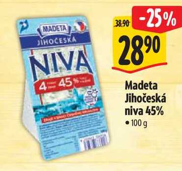 Madeta Jihočeská niva 45%, 100 g 
