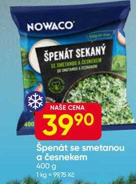 NOWACO Špenát se smetanou a česnekem 400 g 
