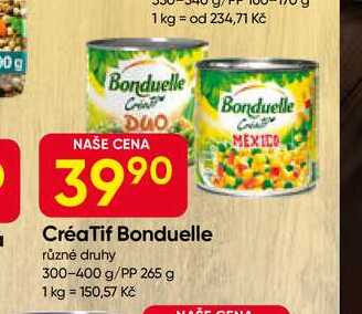 Créatif Bonduelle různé druhy 300-400 g/PP 265 g