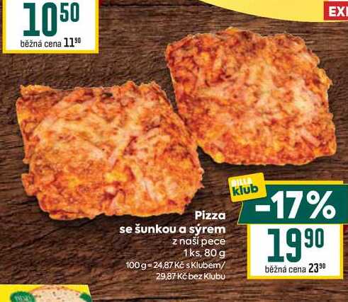 Pizza se šunkou a sýrem z naší pece 1ks, 80 g 