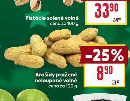 Arašídy pražené neloupané volné cena za 100g