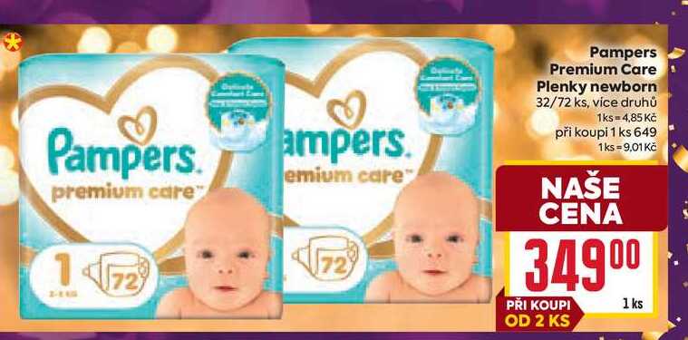 Pampers Premium Care Plenky newborn 32/72 ks
