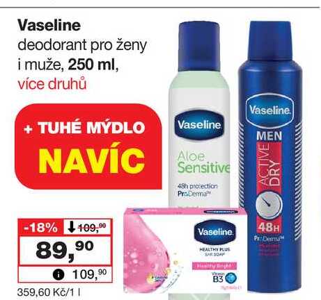 Vaseline deodorant pro ženy i muže, 250 ml