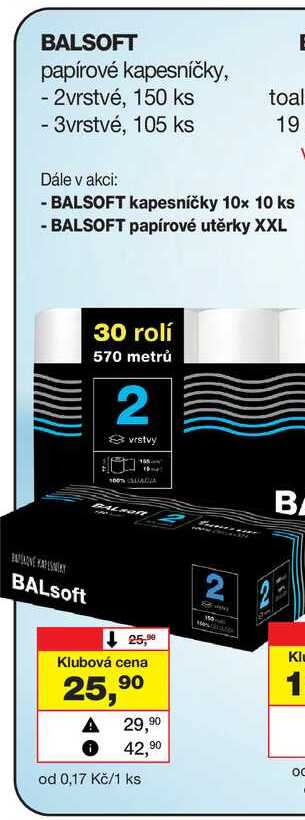 BALSOFT papírové kapesníčky, -2vrstvé, 150 ks