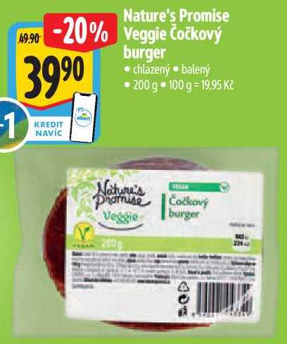 Nature's Promise Veggie Čočkový burger, 200 g
