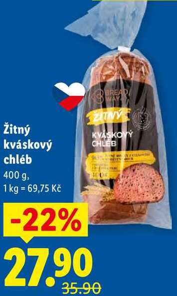 Žitný kváskový chléb, 400 g