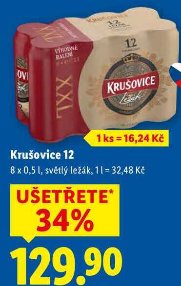 Krušovice 12, 8x 0,5 l