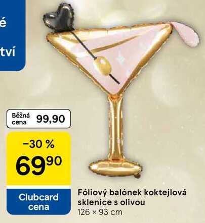 Fóliový balónek koktejlová sklenice s olivou, 126 x 93 cm 
