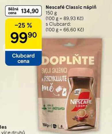 Nescafé Classic náplň, 150 g