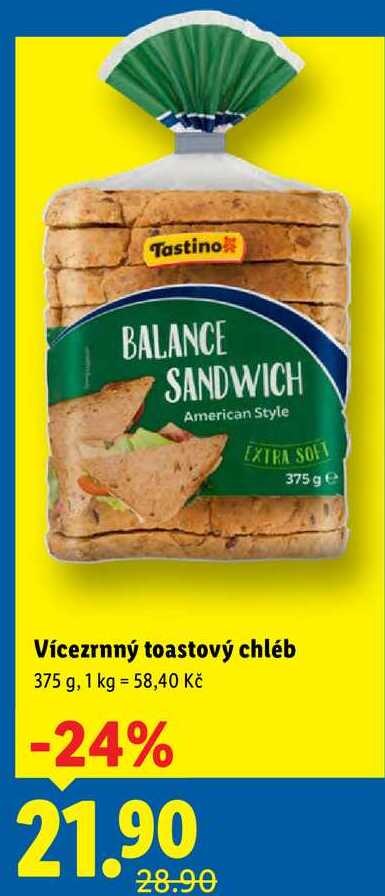 Vícezrnný toastový chléb, 375 g