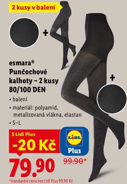 esmara Punčochové kalhoty - 2 kusy 80/100 DEN