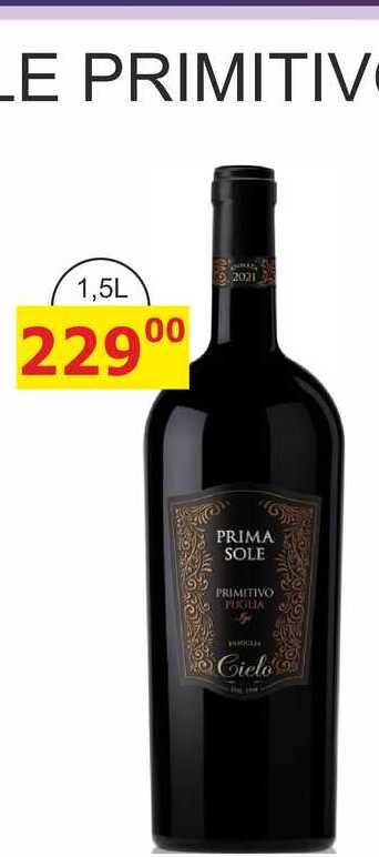 PRIMASOLE PRIMITIVO - ITÁLIE - víno červené - polosuché 0,75L PRIMA SOLE PRIMITIVO PUGLIA