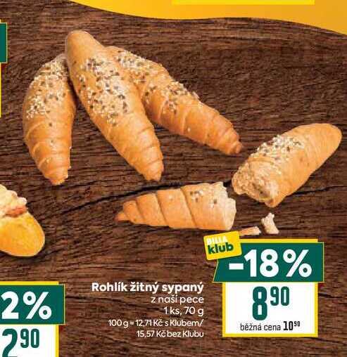 Rohlík žitný sypaný z naší pece 1ks, 70 g