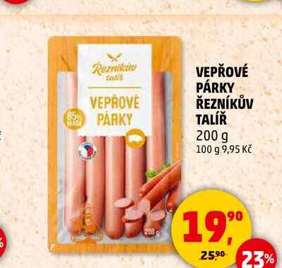 VEPŘOVÉ PÁRKY ŘEZNÍKŮV TALÍŘ, 200 g 