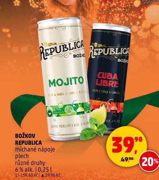 BOŽKOV REPUBLICA míchané nápoje plech, 0,25 l