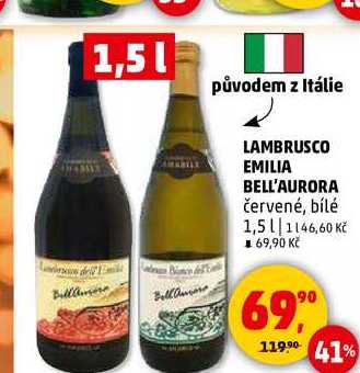 půLAMBRUSCO EMILIA BELL'AURORA, 1,5 l