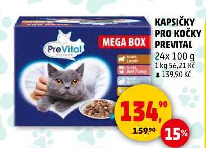 KAPSIČKY PRO KOČKY MEGA BOX PREVITAL, 24x 100 g