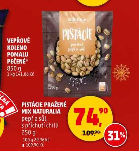 PISTÁCIE PRAŽENÉ MIX NATURALIA, 250 g