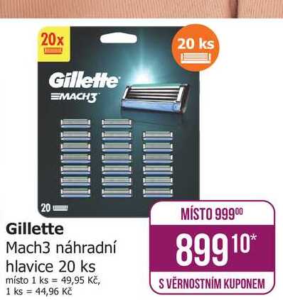Gillette Mach3 náhradní hlavice 20 ks 
