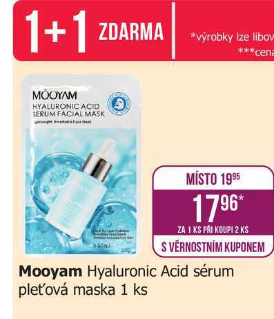 Mooyam Hyaluronic Acid sérum pleťová maska 1 ks  