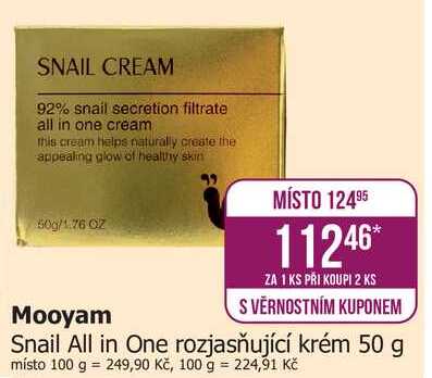 Mooyam Snail All in One rozjasňující krém 50 g