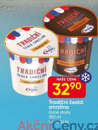 Prima Tradiční česká zmrzlina různé druhy 350 ml 