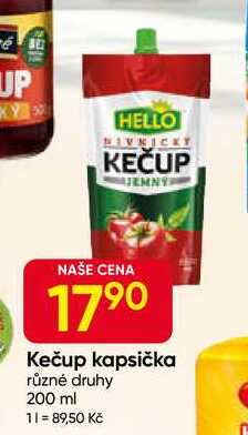 Hello Kečup kapsička různé druhy 200 ml 