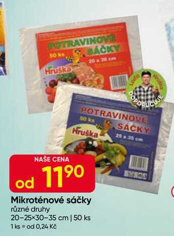 Mikroténové sáčky různé druhy 20x30 cm, 50 ks Hruška