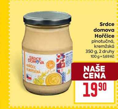 Srdce domova Hořčice plnotučná, kremžská 350 g