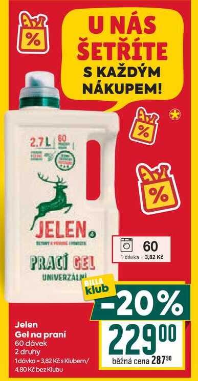 Jelen Gel na praní 60 dávek Billa