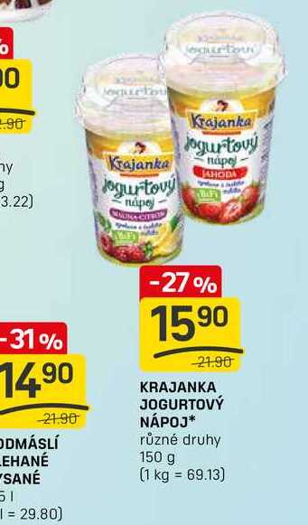 KRAJANKA JOGURTOVÝ NÁPOJ různé druhy 150 g